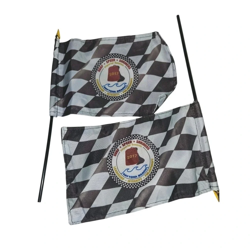 Shriners Imperial Session 2017 Daytona Beach Checkered Parade Flags Pair Fez